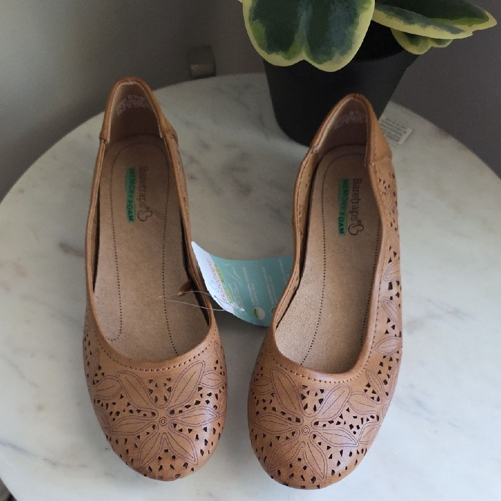 BareTraps Brown Women's Flats with Floral Cut-Outs